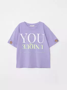 Футболка с коротким рукавом для девочек с круглым вырезом и принтом Breeze