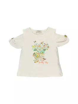 Футболка с коротким рукавом для девочек с круглым вырезом и принтом Panço