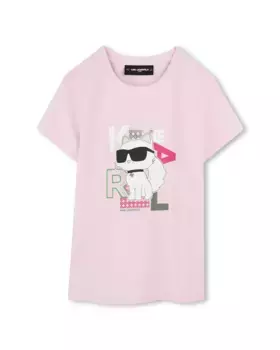Футболка с коротким рукавом для девочки розового цвета Karl Lagerfeld Kids, цвет Rosa