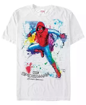 Футболка с коротким рукавом для мужчин Marvel Spider-Man Homecoming с неоновой росписью и изображением кирпичной стены Fifth Sun, белый