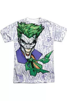 Футболка с коротким рукавом для взрослых Batman Laugh Clown Laugh из 100% полиэстера Gildan, белый