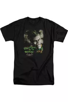 Футболка с коротким рукавом для взрослых Batman Arkham Asylum Welcome To The Madhouse Gildan, черный