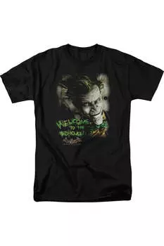 Футболка с коротким рукавом для взрослых Batman Arkham Asylum Welcome To The Madhouse Gildan, черный