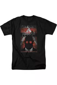 Футболка с коротким рукавом для взрослых Batman Arkham City Obey Order Poster Gildan, черный