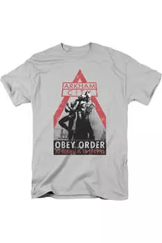 Футболка с коротким рукавом для взрослых Batman Arkham City Obey Order Gildan, серебряный