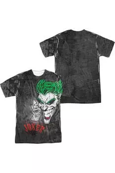 Футболка с коротким рукавом для взрослых «Бэтмен Джокер распыляет город» (принт спереди/сзади), 100% полиэстер Gildan, белый