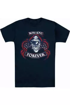 Футболка с коротким рукавом для взрослых Bon Jovi Forever Skull Gildan, темно-синий