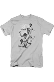 Футболка с коротким рукавом для взрослых Bruce Lee In Motion Gildan, серебряный