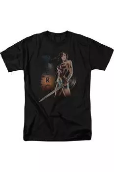 Футболка с коротким рукавом для взрослых «Чудо-женщина» из фильма «Жестокая» Wonder Woman Movie, черный