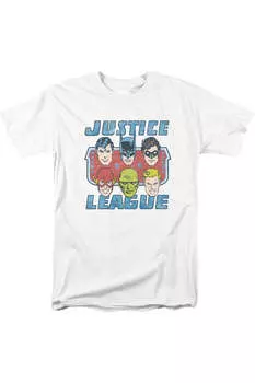 Футболка с коротким рукавом для взрослых DC Comics Faces Of Justice Gildan, белый