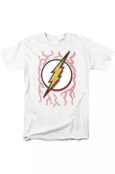 Футболка с коротким рукавом для взрослых DC Comics Flash Airbrush Bolt Gildan, белый
