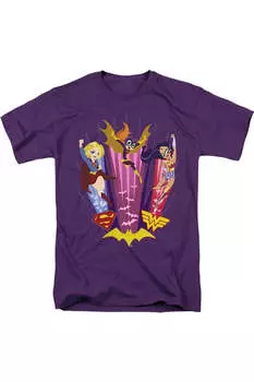Футболка с коротким рукавом для взрослых DC Comics Superhero Girls Super Trio Gildan, фиолетовый