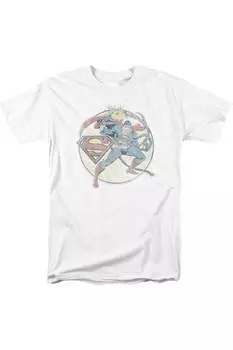 Футболка с коротким рукавом для взрослых DC Comics Retro Superman Iron On Gildan, белый