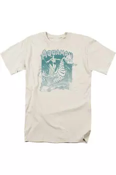 Футболка с коротким рукавом для взрослых DC Comics Aquaman Catch A Wave Gildan, кремовый