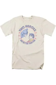 Футболка с коротким рукавом для взрослых DC Comics Two Heroes Gildan, кремовый