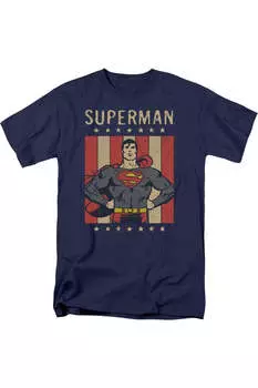 Футболка с коротким рукавом для взрослых DC Comics Retro Liberty Gildan, темно-синий