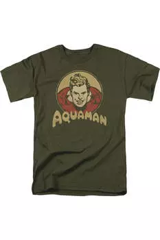 Футболка с коротким рукавом для взрослых DC Comics Aquaman Circle Gildan, хаки