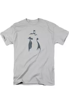 Футболка с коротким рукавом для взрослых DC Comics Bat Min Gildan, серебряный