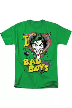 Футболка с коротким рукавом для взрослых DC Comics I Heart Bad Boys 2 Gildan, цвет kelly green