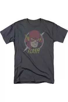 Футболка с коротким рукавом для взрослых DC Comics Flash Vintage Voltage Gildan, цвет charcoal