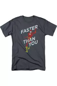 Футболка с коротким рукавом для взрослых DC Comics Flash Faster Than You Gildan, цвет charcoal