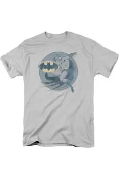 Футболка с коротким рукавом для взрослых DC Comics Retro Batman Iron On Gildan, серебряный