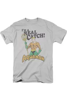 Футболка с коротким рукавом для взрослых DC Comics Real Catch Gildan, серебряный