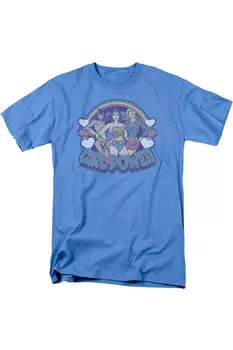 Футболка с коротким рукавом для взрослых DC Comics Retro Girl Power Gildan, цвет carolina blue