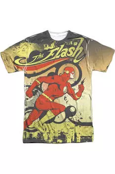 Футболка с коротким рукавом для взрослых из 100% полиэстера DC Comics Flash Just Passing Through Gildan, белый