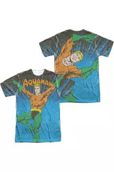 Футболка с коротким рукавом для взрослых из полиэстера DC Comics Underwater Sub (принт спереди/сзади) Gildan, белый