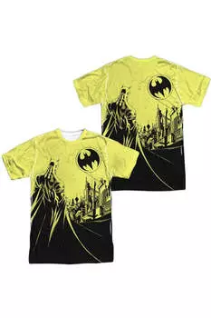 Футболка с коротким рукавом для взрослых из 100% полиэстера с принтом Batman Bat Signal (спереди/сзади) Gildan, белый