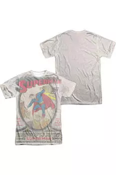 Футболка с коротким рукавом для взрослых из 100% полиэстера DC Comics Superman #1 Distressed (принт спереди/сзади) Gildan, белый