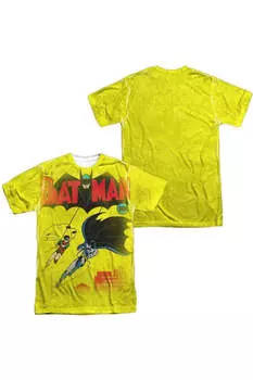 Футболка с коротким рукавом для взрослых из 100% полиэстера DC Comics Batman Number One (принт спереди/сзади) Gildan, белый