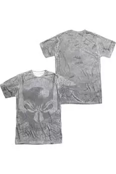 Футболка с коротким рукавом для взрослых из 100% полиэстера с принтом Batman Rooted Bat Skull (спереди/сзади) Gildan, белый