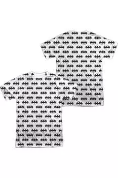 Футболка с коротким рукавом для взрослых из 100% полиэстера с принтом Batman Bats All Over (спереди/сзади) Gildan, белый