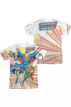 Футболка с коротким рукавом для взрослых из полиэстера DC Comics Coming At You (принт спереди/сзади) Gildan, белый