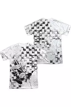 Футболка с коротким рукавом для взрослых из 100% полиэстера с принтом «Бэтмен шахматная доска» (спереди/сзади) Gildan, белый