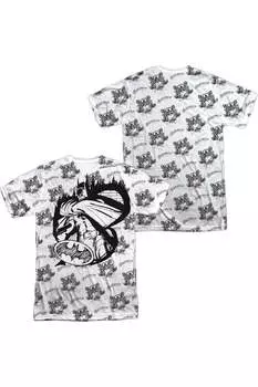 Футболка с коротким рукавом для взрослых из 100% полиэстера с принтом Batman Against The Wall (спереди/сзади) Gildan, белый