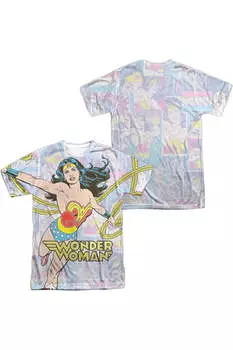 Футболка с коротким рукавом для взрослых из полиэстера с принтом Чудо-женщины DC Comics (принт спереди/сзади) Gildan, белый