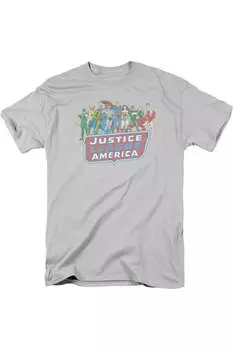 Футболка с коротким рукавом для взрослых из серии «Лига Справедливости Америки» от DC Comics Gildan, серебряный