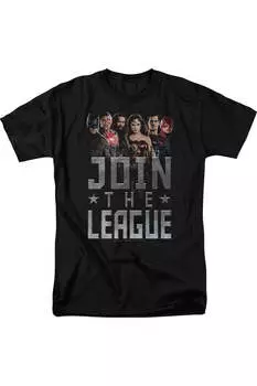 Футболка с коротким рукавом для взрослых «Лига справедливости» из фильма «Присоединяйтесь к Лиге» Justice League Movie, черный