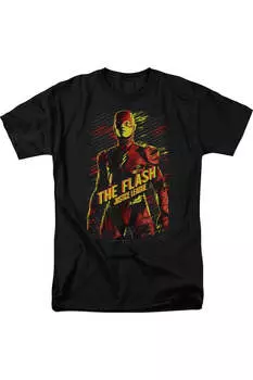 Футболка с коротким рукавом для взрослых «Лига справедливости» из фильма «Флэш» Justice League Movie, черный