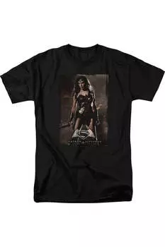 Футболка с коротким рукавом для взрослых с постером «Бэтмен против Супермена и Чудо-женщины» Gildan, черный