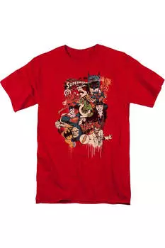 Футболка с коротким рукавом для взрослых с персонажами DC Comics Dripping Gildan, красный