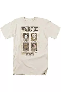 Футболка с коротким рукавом для взрослых с постером DC Comics Wanted Gildan, кремовый