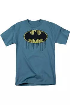 Футболка с коротким рукавом для взрослых с изображением щита из кирпичной стены и надписью «Бэтмен» Gildan, цвет slate