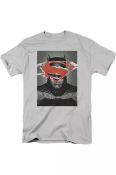 Футболка с коротким рукавом для взрослых с постером «Бэтмен против Супермена» Gildan, серебряный