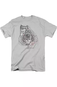 Футболка с коротким рукавом для взрослых с изображением лица Бэтмена Gildan, серебряный