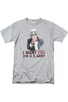 Футболка с коротким рукавом для взрослых с надписью «I Want You» от US ARMY Gildan, цвет athletic heather