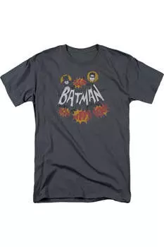 Футболка с коротким рукавом для взрослых с изображением классических телевизионных звуковых эффектов Batman Gildan, цвет charcoal